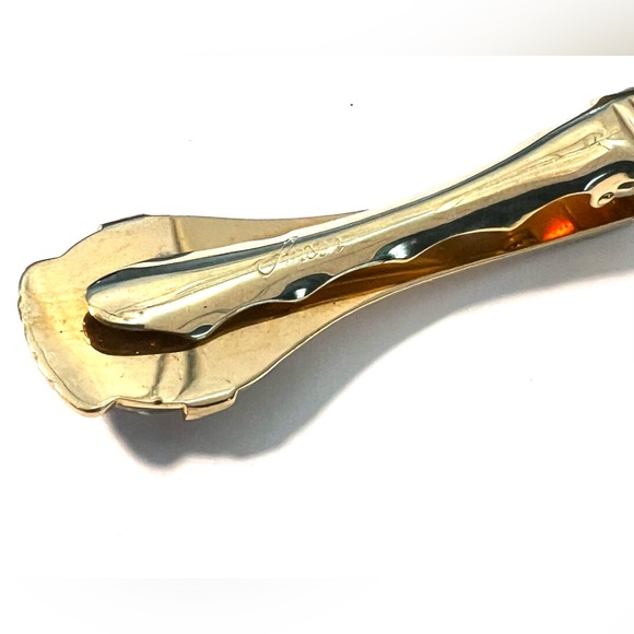 Vintage Retro Gold Tone Signed Anson Bar, Tie Clip Confetti Lucite Gold Flakes - Picture 6 of 9